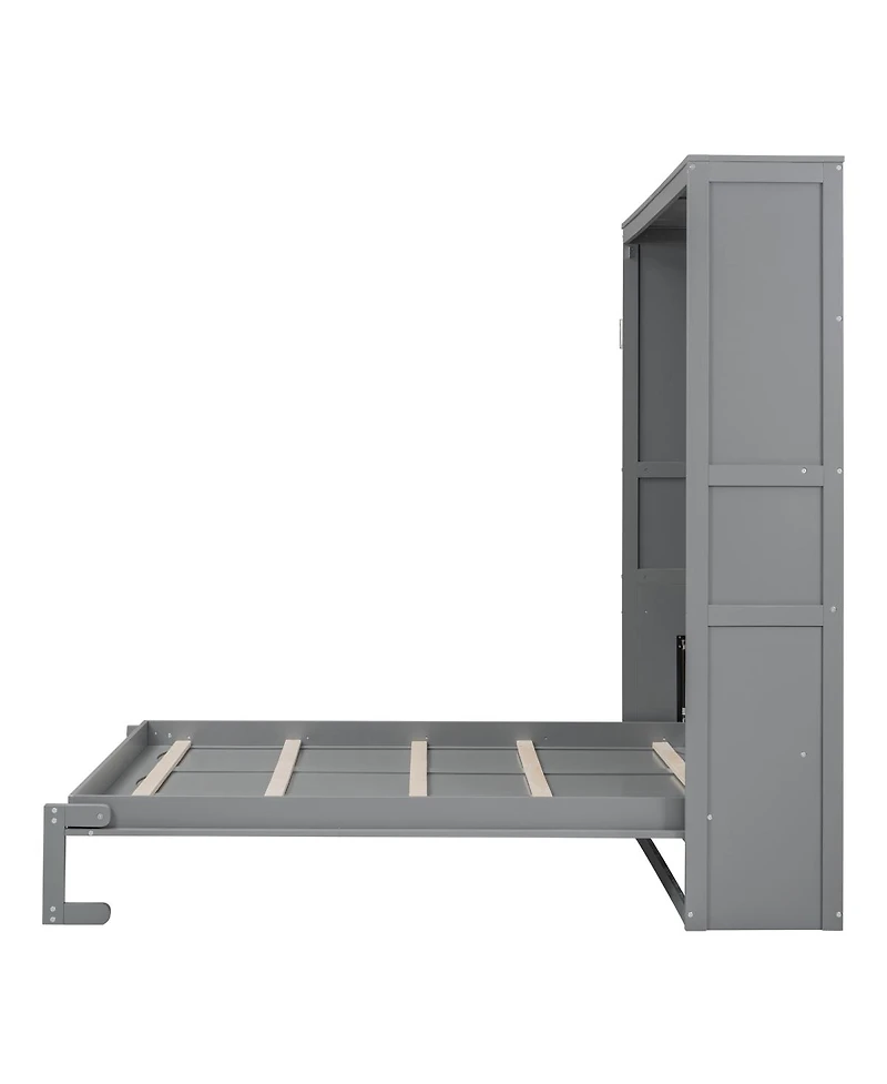 Streamdale Furniture Queen Size Murphy Bed Wall Bed with Shelves, Gray
