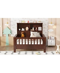 Streamdale Furniture Twin Platform Bed with Storage Headboard & Pull-Out, Espresso