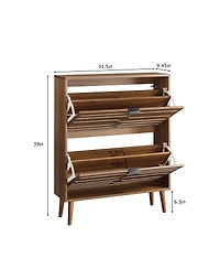 Streamdale Furniture Medieval Modern Independent Shoe Cabinet, Walnut Shoe Storage Cabinet, Fence Shoe Cabinet