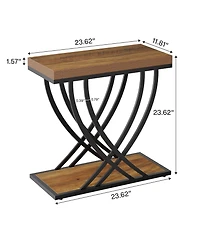 Tribesigns Side Table Set of 2, 2-Tier Narrow End Table for Living Room, Industrial Nightstand with Metal Frame, Small Bedside Tables