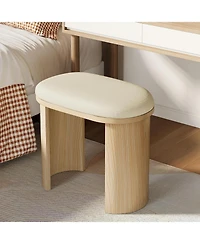 Tribesigns 23.6-Inch Vanity Stool Chair, Ottoman Stool Foot Rest for Couch with Cushion and Wooden Frame, Small Entryway Bench, Beige