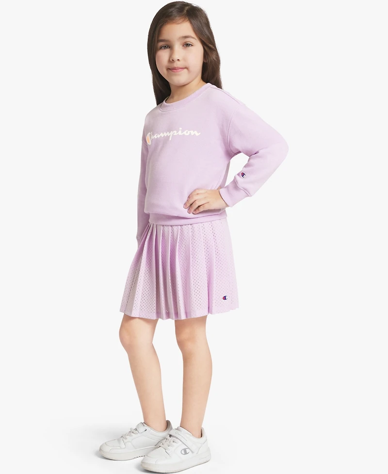 Champion Girls' 4T-6X T-Shirt, Sweatshirt and Skort, 3-Piece Set
