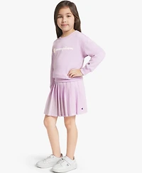 Champion Girls' 4T-6X T-Shirt, Sweatshirt and Skort, 3-Piece Set