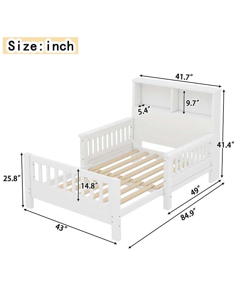 Streamdale Furniture Twin Platform Bed with Storage Headboard & Pull-Out
