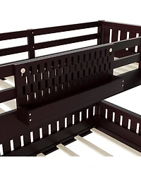 Streamdale Furniture Streamdale Twin Xl over Queen Bunk Bed with Ladder, Guardrails, Pegboard & Bookshelf, Espresso