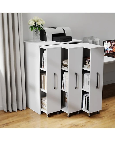 Streamdale Furniture Streamdale Bookcase with Three Pulled Out Doors, 3 Tier Floor Standing, Slide Out Storage Cabinet