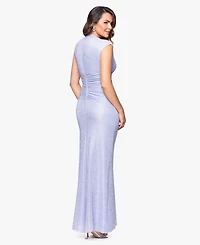 Betsy & Adam Petite Ruched Metallic Crinkle Gown