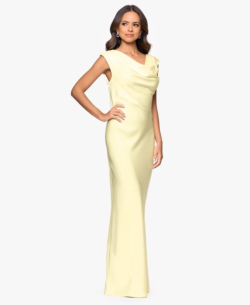 Betsy & Adam Petite Cowl Neck Gown