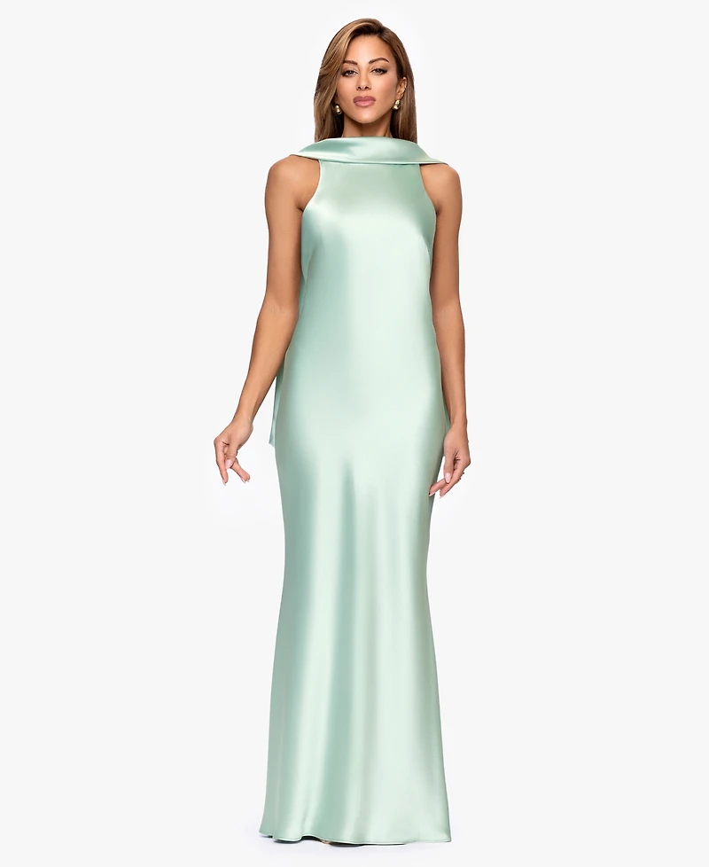 Xscape Women's Long Satin Halter Neck Ball Gown