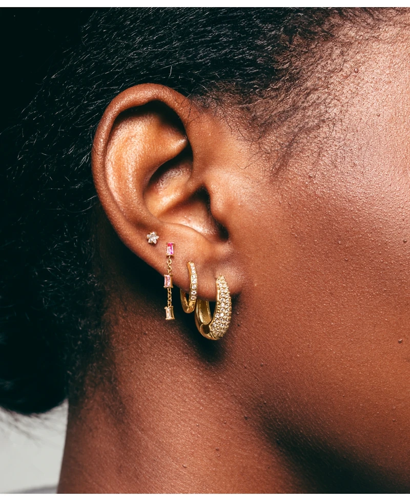 Hey Harper Crystal Huggie Hoop Earrings