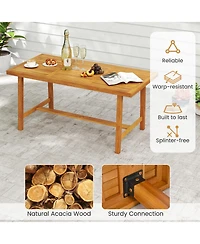 Slickblue Acacia Wood Dining Table for 6, Heavy-Duty Indoor Outdoor