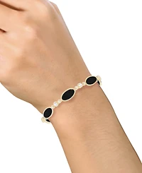 Macy's Jade (12x6mm) and White Sapphire (0.02 ct. t.w.) Bracelet in 14k Gold Over Sterling Silver (Also Available in Onyx)