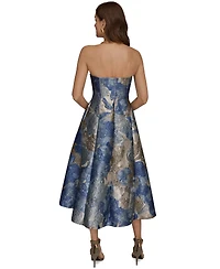 Donna Karan New York Women's Strapless Floral Midi Cocktail Dress