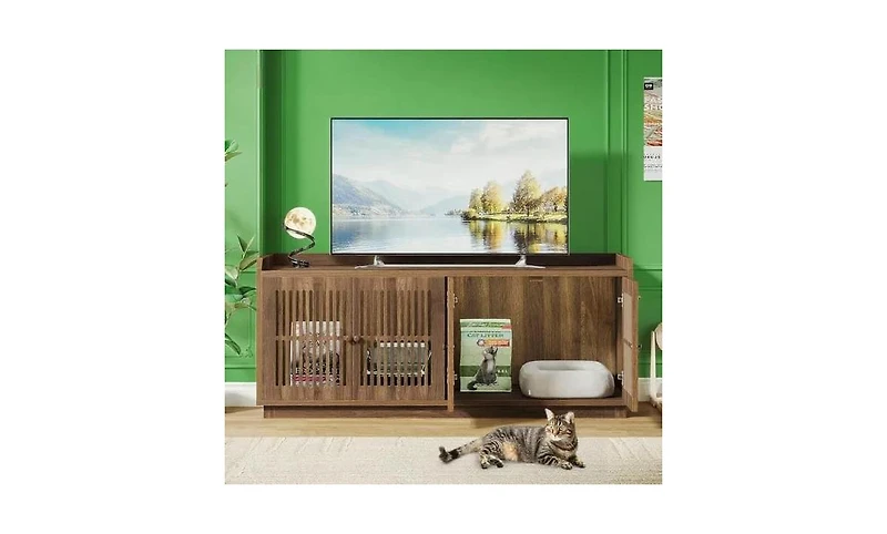 Zeus & Ruta Extra Large Wooden Cat Litter Box Enclosure