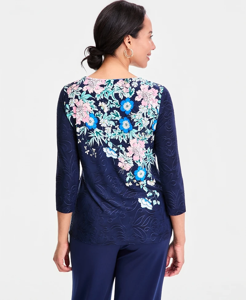 Jm Collection Petite Crewneck Pull-On Top, Macy's Exclusive