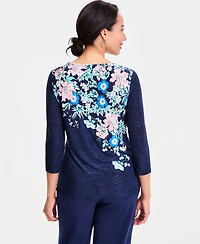Jm Collection Petite Crewneck Pull-On Top, Macy's Exclusive