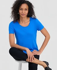 Jm Collection Women's Scoop-Neck Short Sleeve Top, Created for Macy's