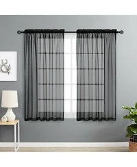 Kate Aurora Designer Sheer Voile Rod Pocket Curtains For Small Windows