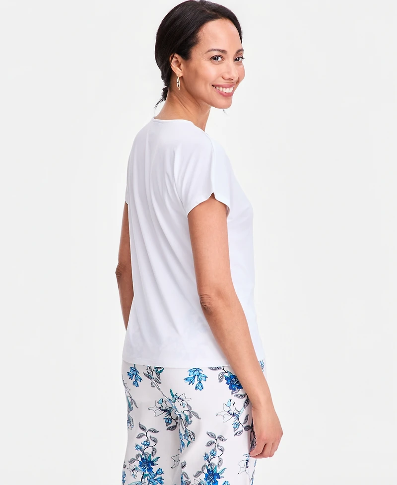 Jm Collection Women's Short-Sleeve Lurex-Knit Top, Macy's Exclusive