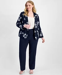 Tahari Asl Plus Printed Notch-Lapel Blazer