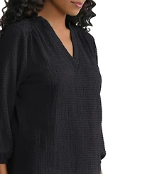 Jones New York Women's Smocked Shoulder Top