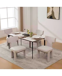 Streamdale Furniture Modern Chenille Dining Chair Set of 4, Beige