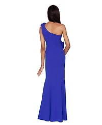 White Tie by Shani Women's One-Shoulder Floral Detail Gown