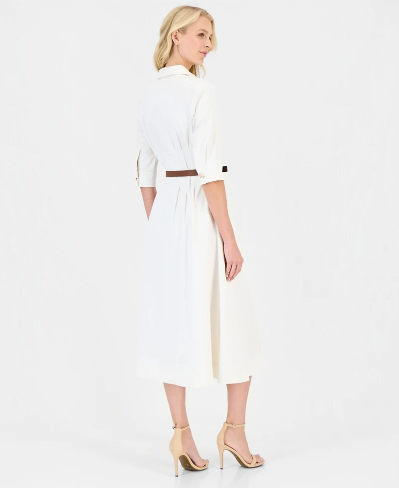 Anne Klein Women's 3/4-Sleeve Midi Shirtdress