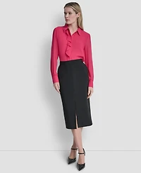 Dkny Women's Belted Midi Pencil Skirt