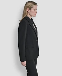 Dkny Women's Newspaper-Print One-Button Blazer