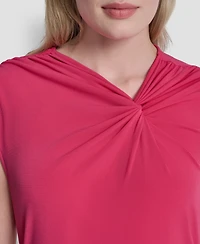 Dkny Women's Asymmetric Neck Cap-Sleeve Knit Top