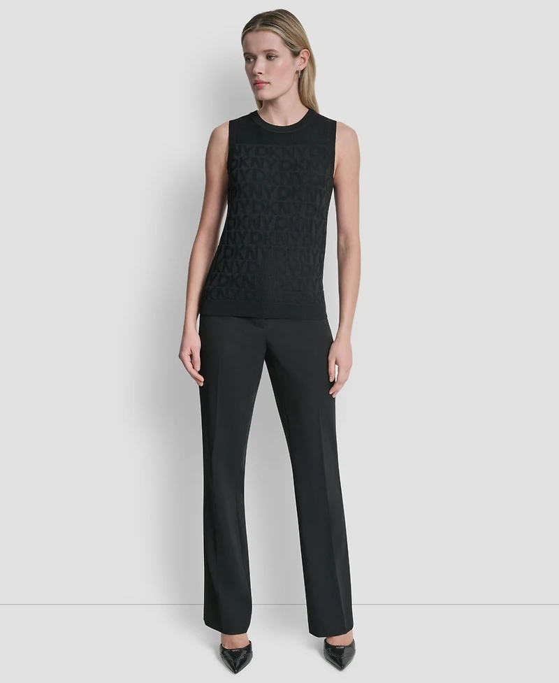 Dkny Women's Sleeveless Logo Printed Sweater