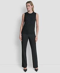 Dkny Women's Sleeveless Logo Printed Sweater