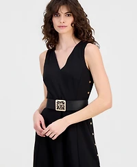 Anne Klein Women's Side-Button Belted Midi Dress