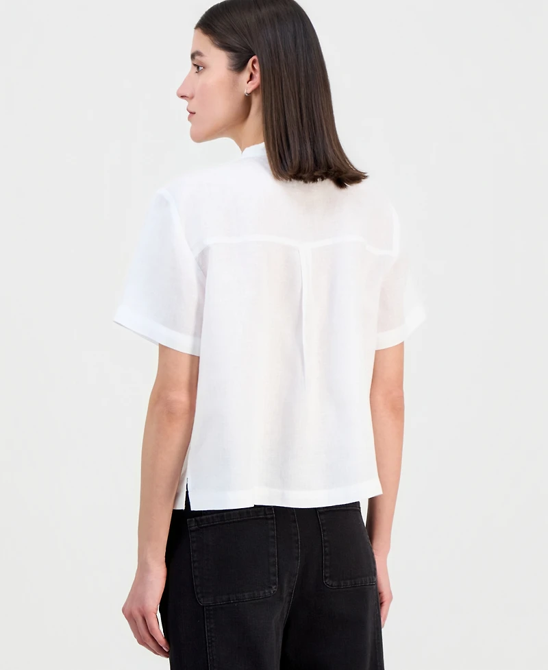 Eileen Fisher Women's Linen Mandarin-Collar Shirt