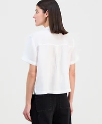 Eileen Fisher Women's Linen Mandarin-Collar Shirt