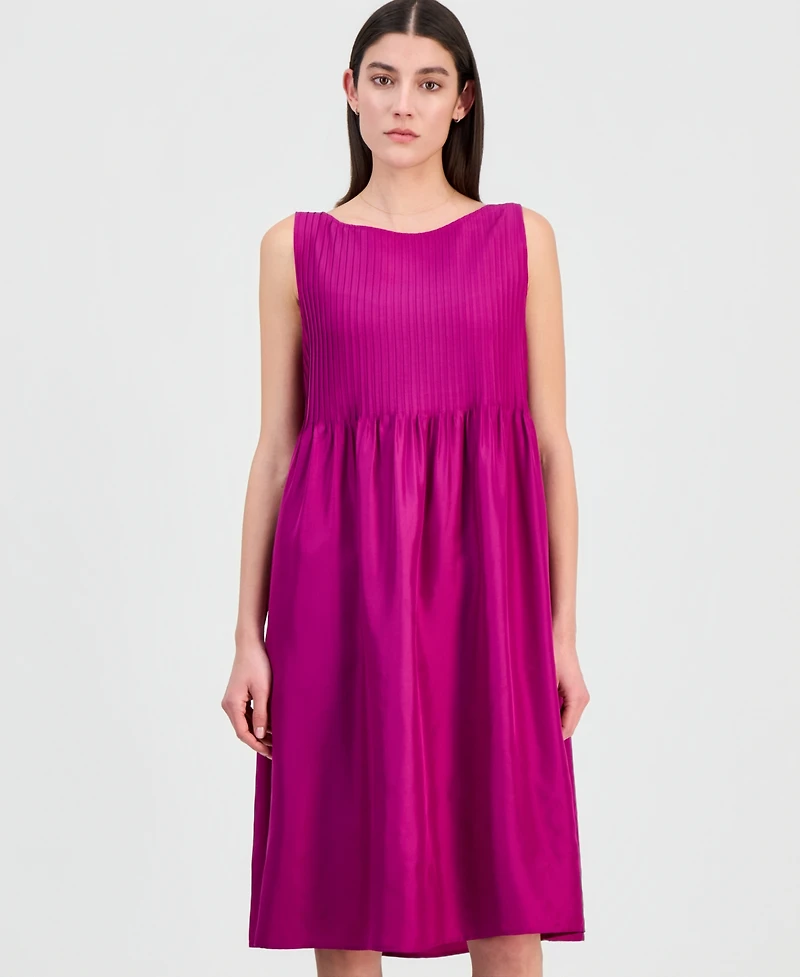 Eileen Fisher Women's Silk Pleated Sleeveless Dress
