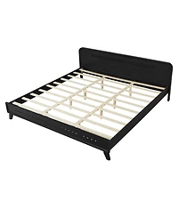 Streamdale Furniture Solid King Wood Bed Frame with Elegant Headboard