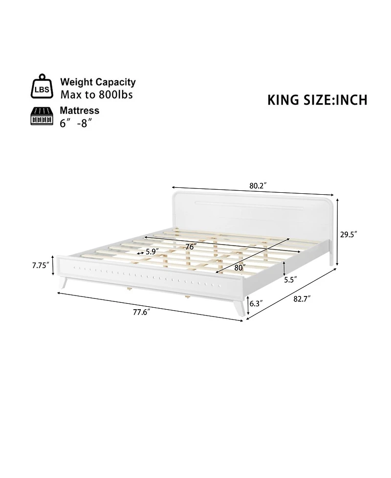 Streamdale Furniture Solid King Wood Bed Frame with Elegant Headboard
