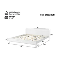 Streamdale Furniture Solid King Wood Bed Frame with Elegant Headboard