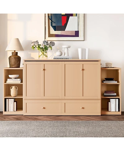 Streamdale Furniture Murphy bed with storage drawers & shelves. Golden