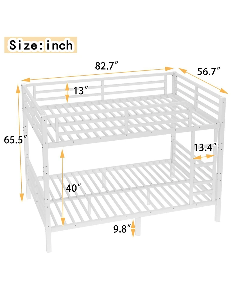 Streamdale Furniture Metal Full Xl over Full Xl Bunk Bed