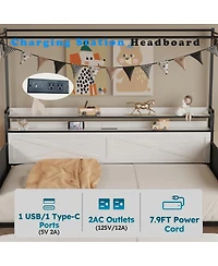 Streamdale Furniture Twin Daybed with Trundle - Heavy-Duty Metal Frame with Guardrails, White