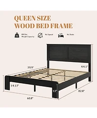 Streamdale Furniture Queen Wood Platform Bed Frame - Noise Free, Easy Assembly, Under Bed Storage