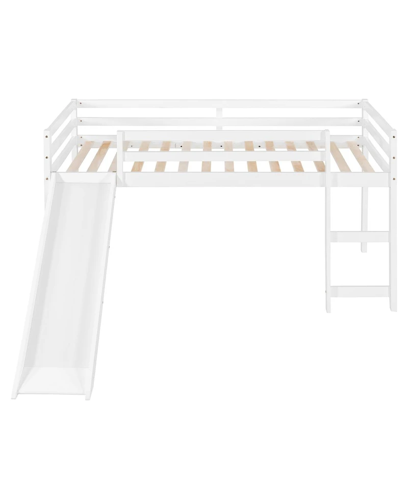 Streamdale Furniture Loft Bed with Slide, Multifunctional Design, Twin (White)