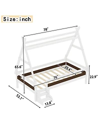 Streamdale Furniture Twin House Platform Bed with Stairs, Solid Wood