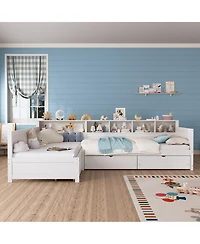 Streamdale Furniture Twin L-Shape Day Bed with Storage Drawers