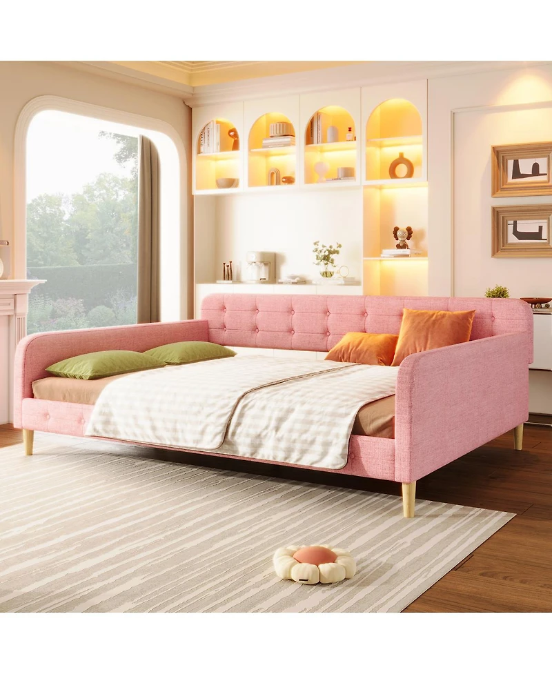 Streamdale Furniture Queen Size Upholstered Daybed with 4 Support Legs