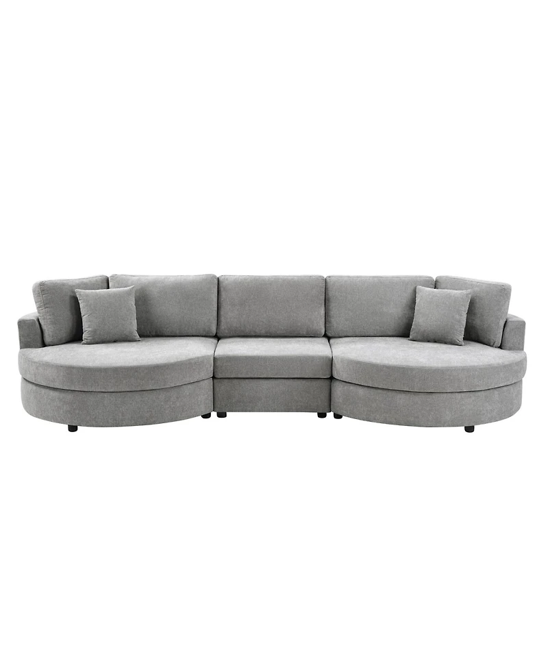 Streamdale furniture 3-seater 129" Curved Upholstered Sofa Couch, Dark Gray