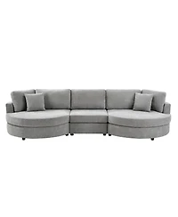 Streamdale furniture 3-seater 129" Curved Upholstered Sofa Couch, Dark Gray